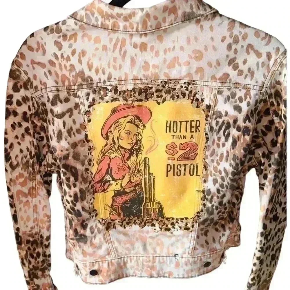 Lularoe Small cheetah custom bleach dyed Kenny jacket. NWOT.Custom western print